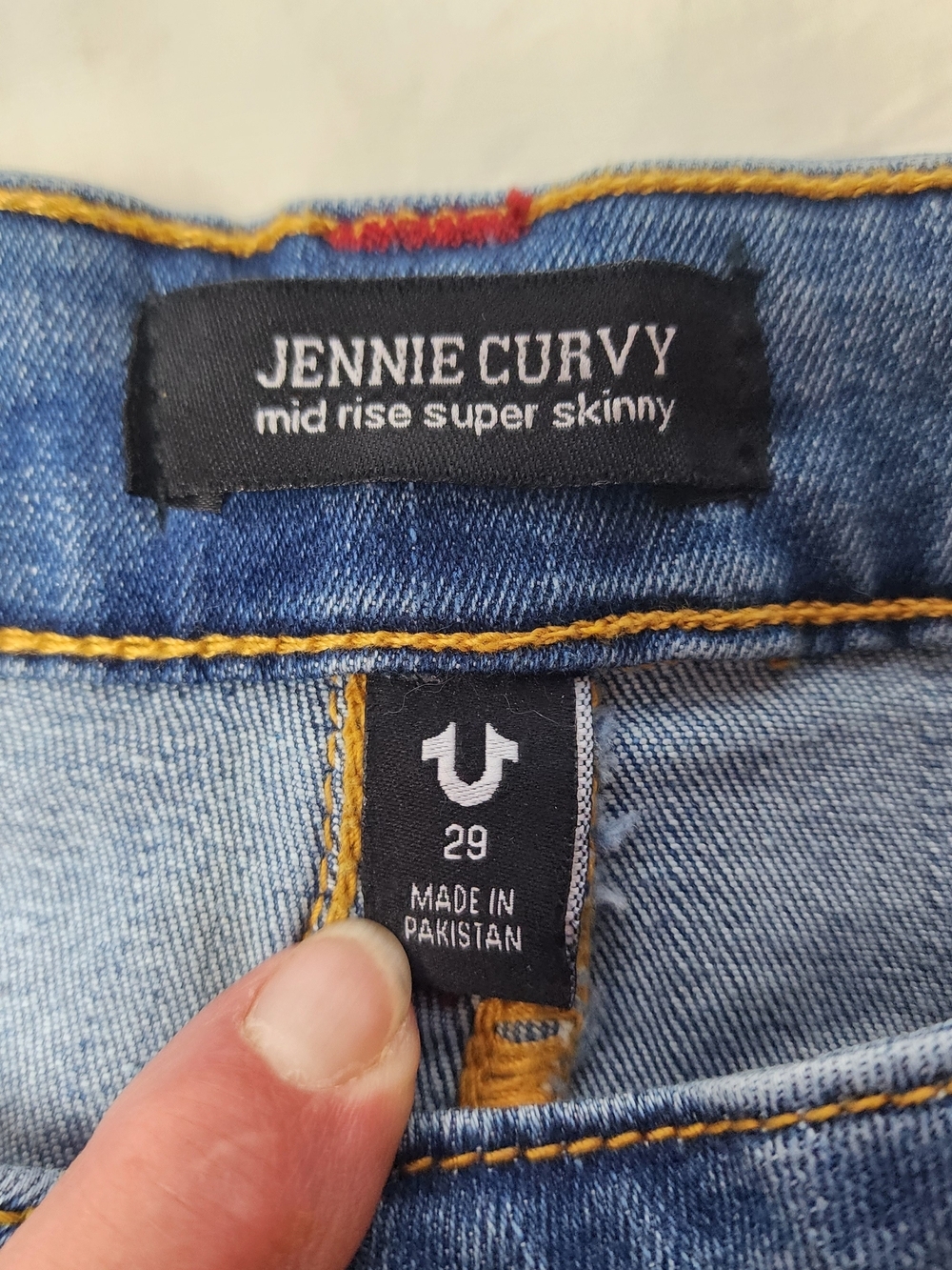 True Religion Jennie Curvy Mid-rise Super Skinny Jeans Red Stitching 29 - Picture 5 of 8